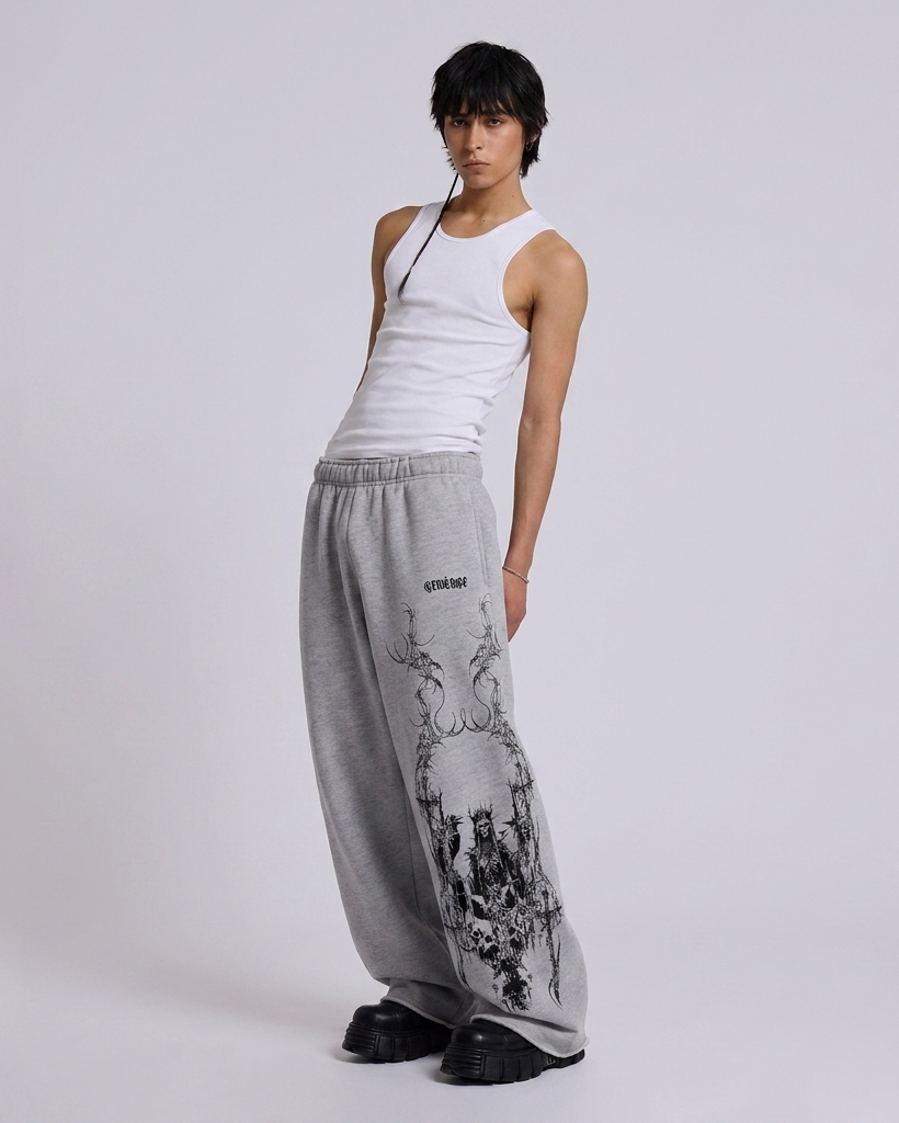 Grey Grim Reaper Baggy Pants